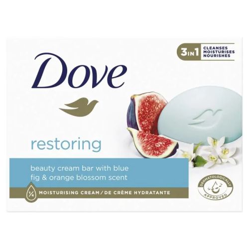 Dove Restore Овлажняващ крем-сапун за ръце, лице и тяло с екстракт от синя смокиня и портокалов цвят 90 гр