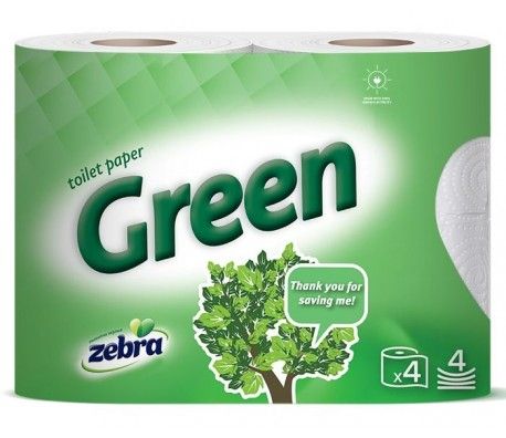 ХАРТИЯ ТОАЛЕТНА ZEBRA GREEN 4БР 4ПЛ