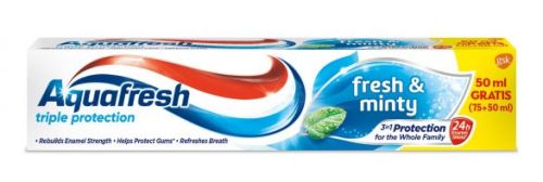 AQUAFRESH TRIPLE PROTECTION FRESH&MINTY Паста за зъби, 125 мл.